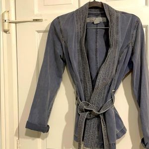 Kimono style belted corduroy jacket